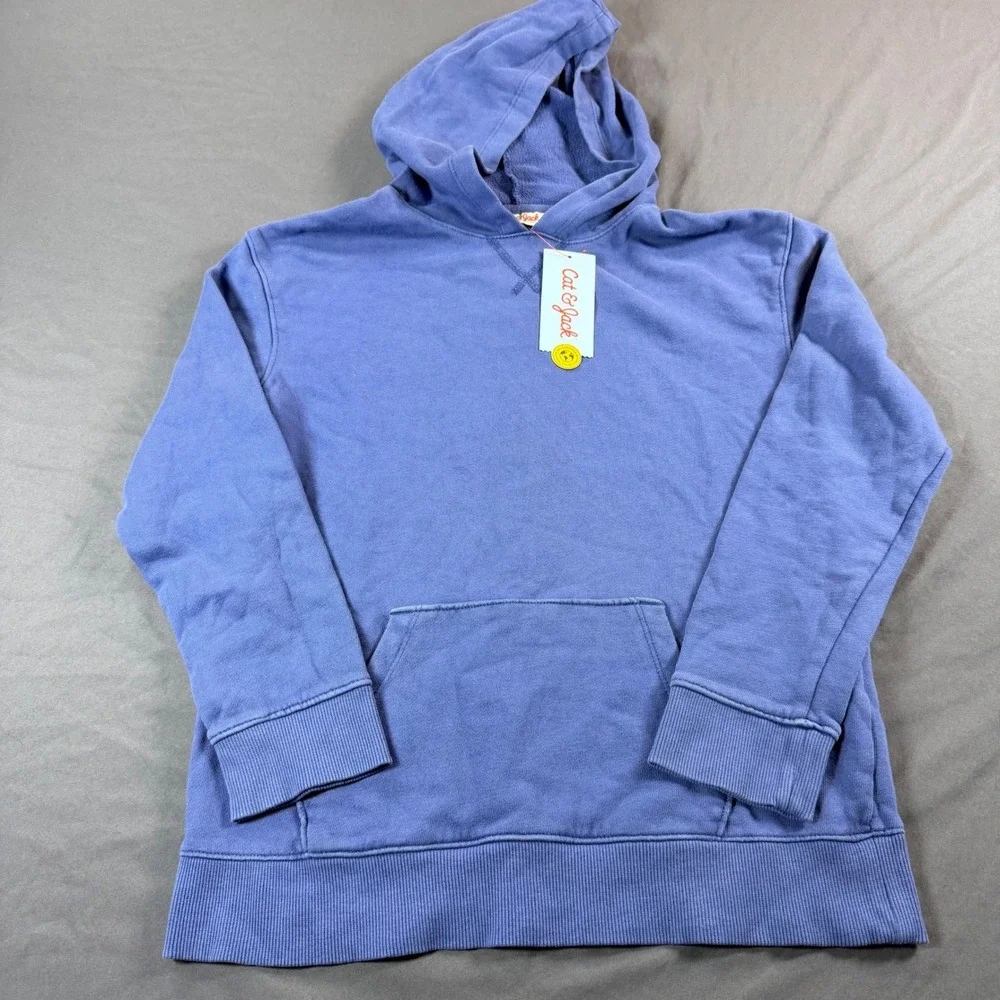 Cat & Jack Boys Blue Hooded Sweatshirt Pullover Kangaroo Pocket Size M 8/10